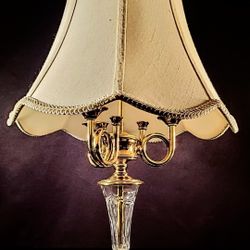 Waterford Overture-style Fine Cut Crystal & Brass Table Lamp - MINT CONDITION 