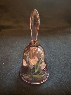 Fenton Sm Bell With Purple And Flowers Signed JKSpakding