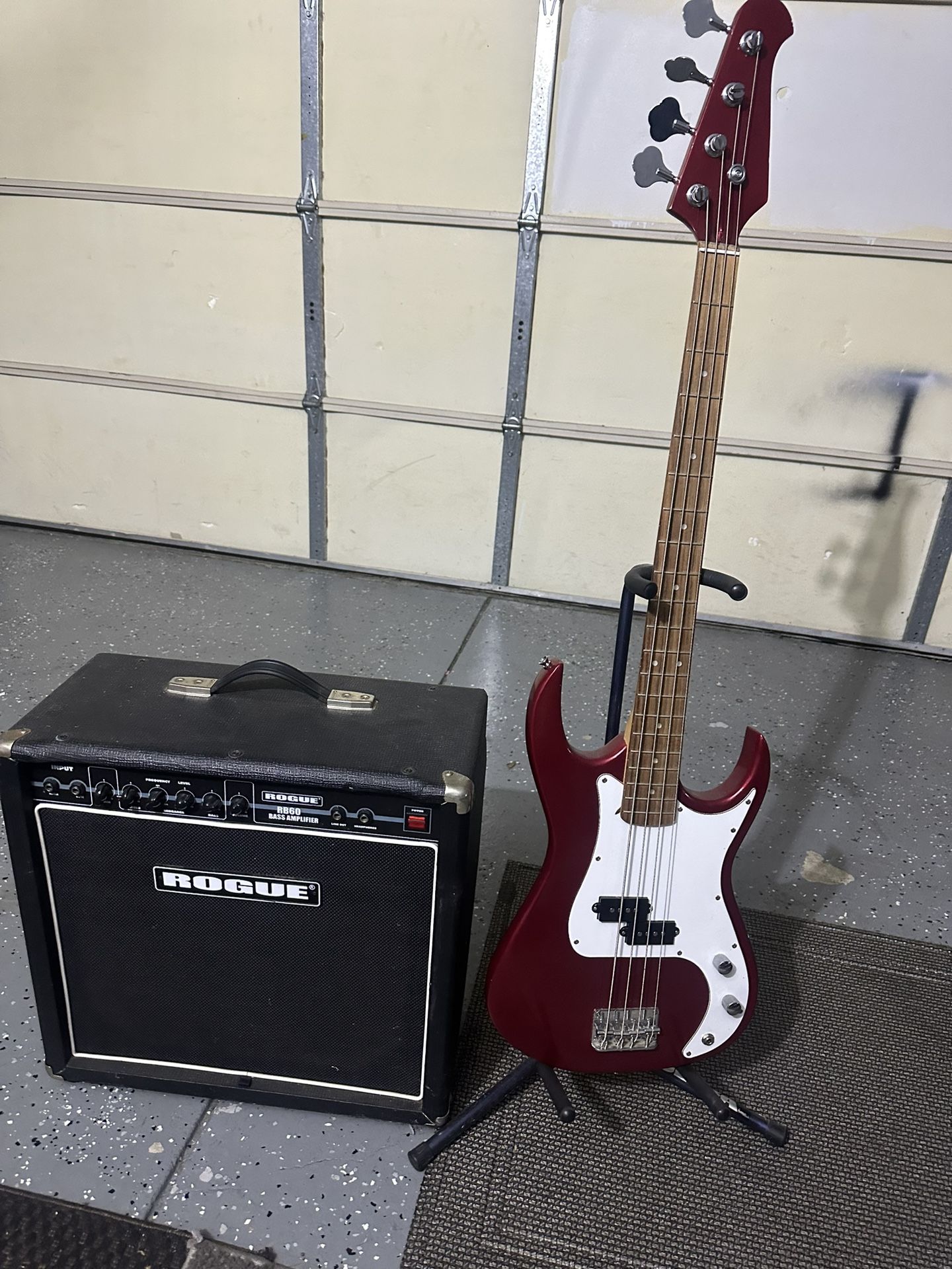 Bass Guitar With Rogue RB60 Amp