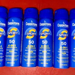 6 Coppertone Sport Sunscreen Spray - Water Resistant Spray Sunscreen SPF 50