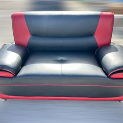 Brand New Red & Black Faux Leather Loveseat 