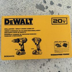 DEWALT 20V MAX Cordless Drill and Impact Driver, Power Tool Combo Kit with 2 Batteries and Charger (DCK240C2)