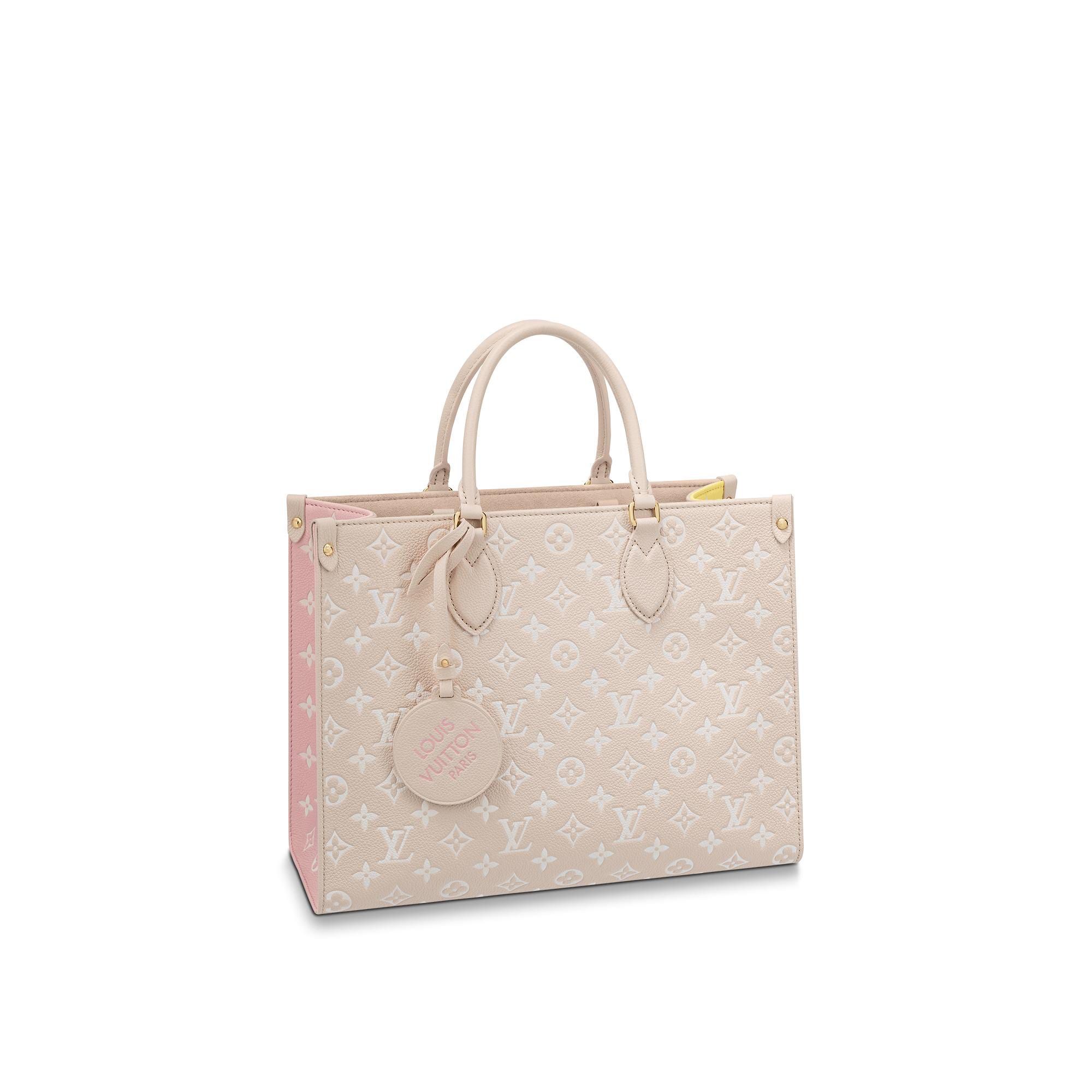 Louis+Vuitton+OnTheGo+Tote+GM+Pink%2CBeige+Canvas%2CRaffia+Monogram for  sale online
