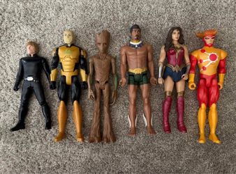 Marvel and DC Action Figure Lot - Groot, Wonder Woman, Namor, Luke Skywalker, Firestorm