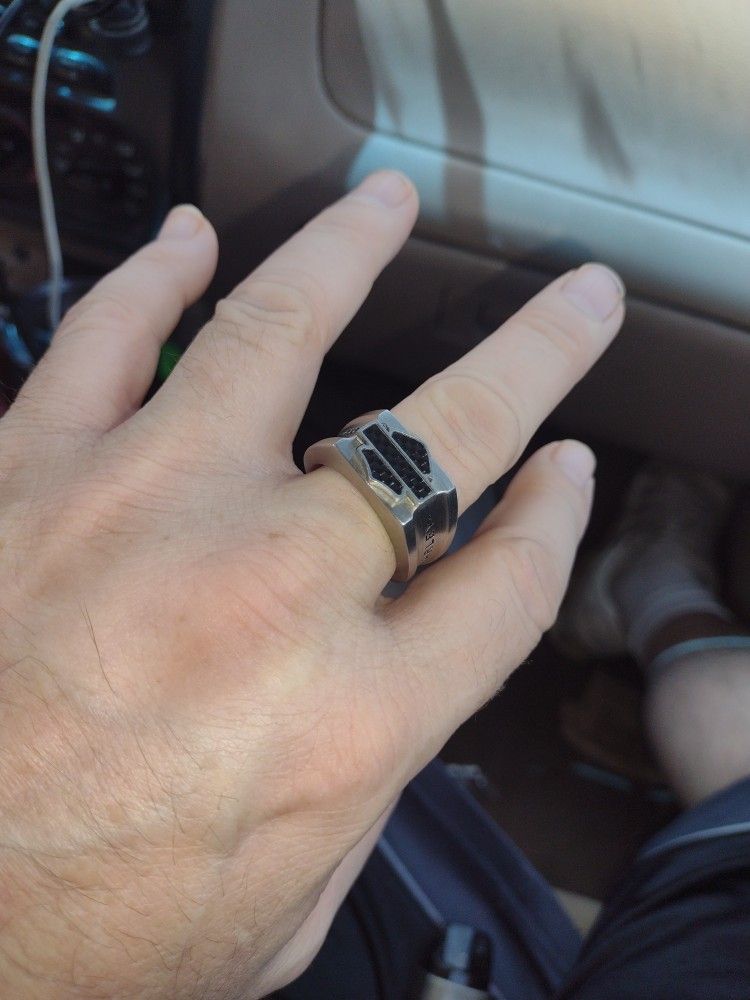 Black Onyx Stainless Steel Harley-Davidson Ring Size 13