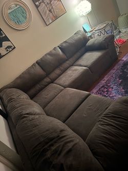Gray Microfiber Sectional Sofa