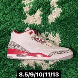 NEW NIKE AIR JORDAN 3 RETRO CARDINAL SIZES 8.5 9 10 11 13