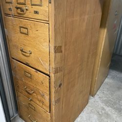 Pair Of Antique Wooden Filing Cabinets 