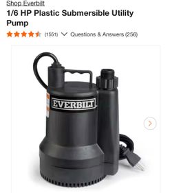 Everbilt 1/6 HP Submersible Utility Pump