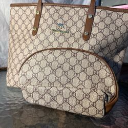 Monogram Tote Bag with Matching Pouch