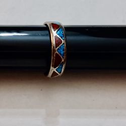 Vintage Jewelry.  Sterling turquoise Ring. Size 12. 