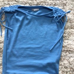 Zara Ribbed Blue Tank