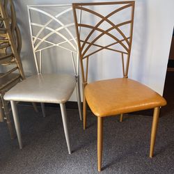 New Modern Accent Stacking Chairs – Gold & Silver, Commercial Quality  Two high-quality commercial-grade metal stacking chairs available. One gold and