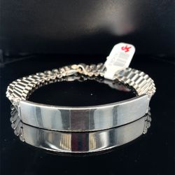925 Sterling Silver 8” Polished ID Rolex Bracelet 24.50g 10mm 180424/3