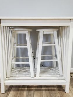 White Kitchen Counter & Stool Set