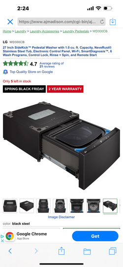 Washer 27” Lg  capacity 10 cu