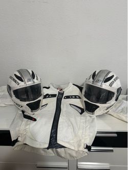 Icon Motorcycle Jacket and Two (2) SS Helmets (Large)