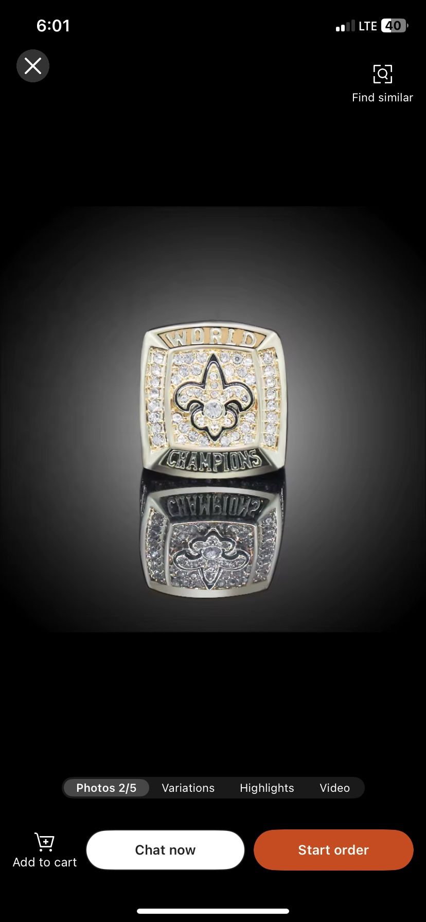 Saints Super Bowl Replica Ring
