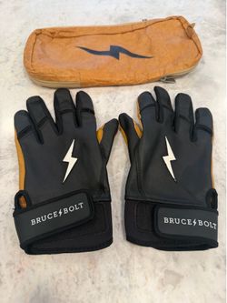 Bruce bolt men’s batting gloves  XXL fits like XL - black leather great condition