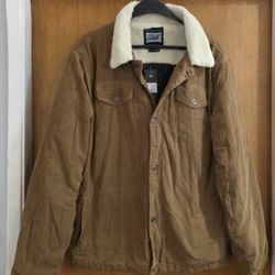 Men's Brown Jacket Corduroy XL Sherpa 