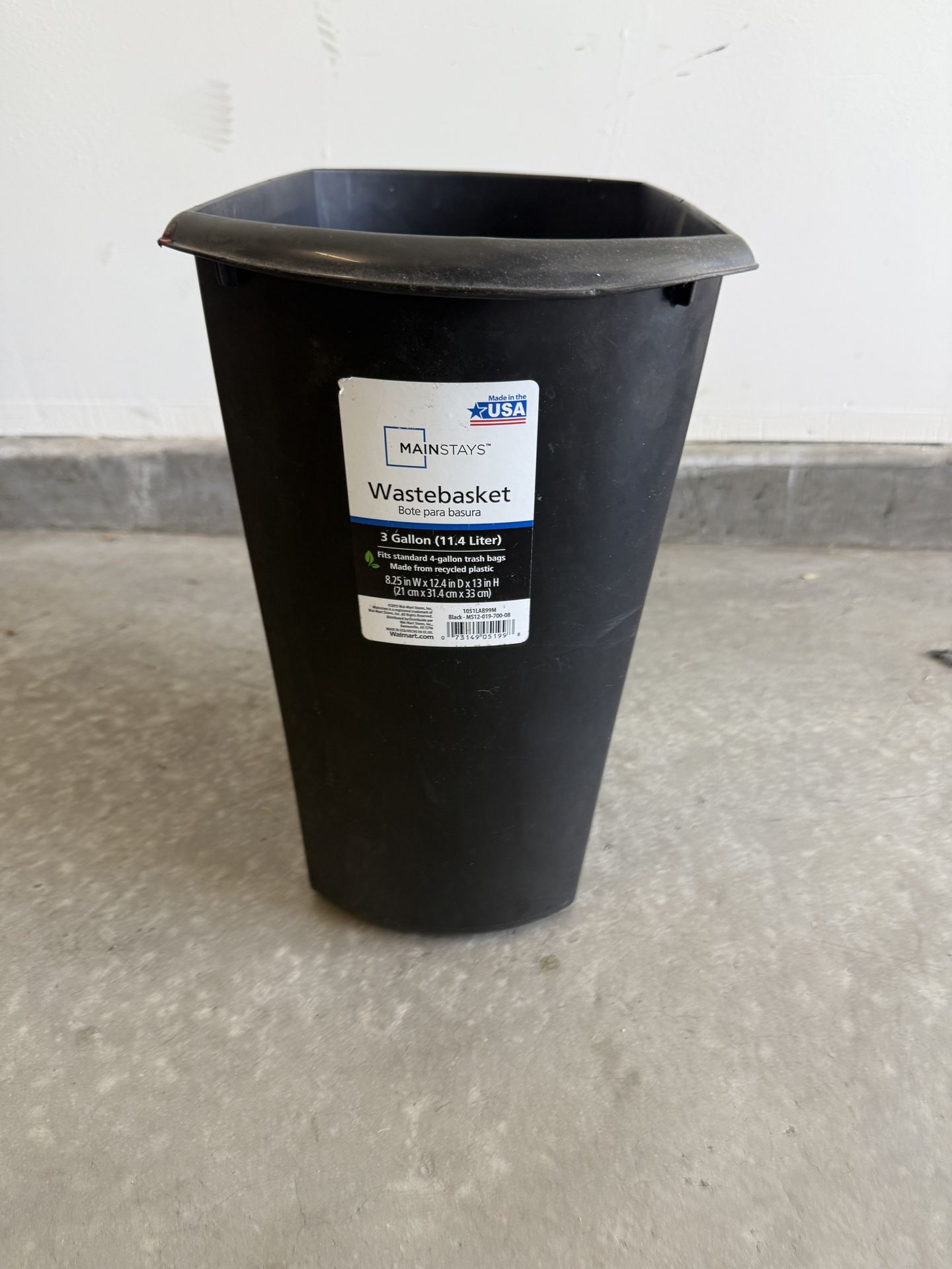 Mainstays 3 Gallon Wastebasket / Trash Can