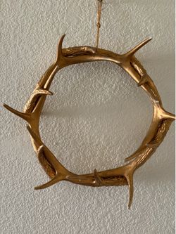 Pair of Gold Painted Artificial Antler Wreaths