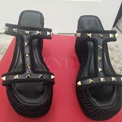Valentino Black Wedges Size 9