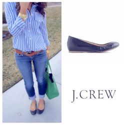 J Crew Cece Italian leather ballet flats in navy (9.5)