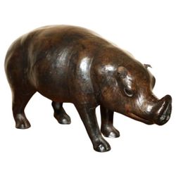 VERY RARE SMALL INFANT LIBERTY LONDON OMERSA BROWN LEATHER PIGLET PIG FOOTSTOOL