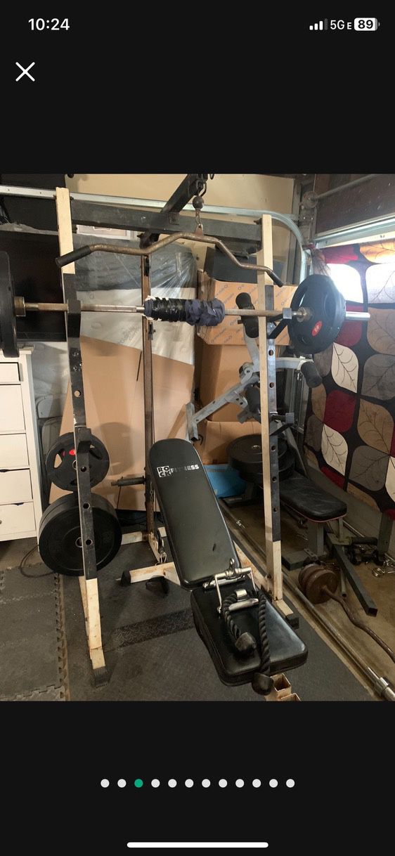 Squat Rack with Rubber weights 