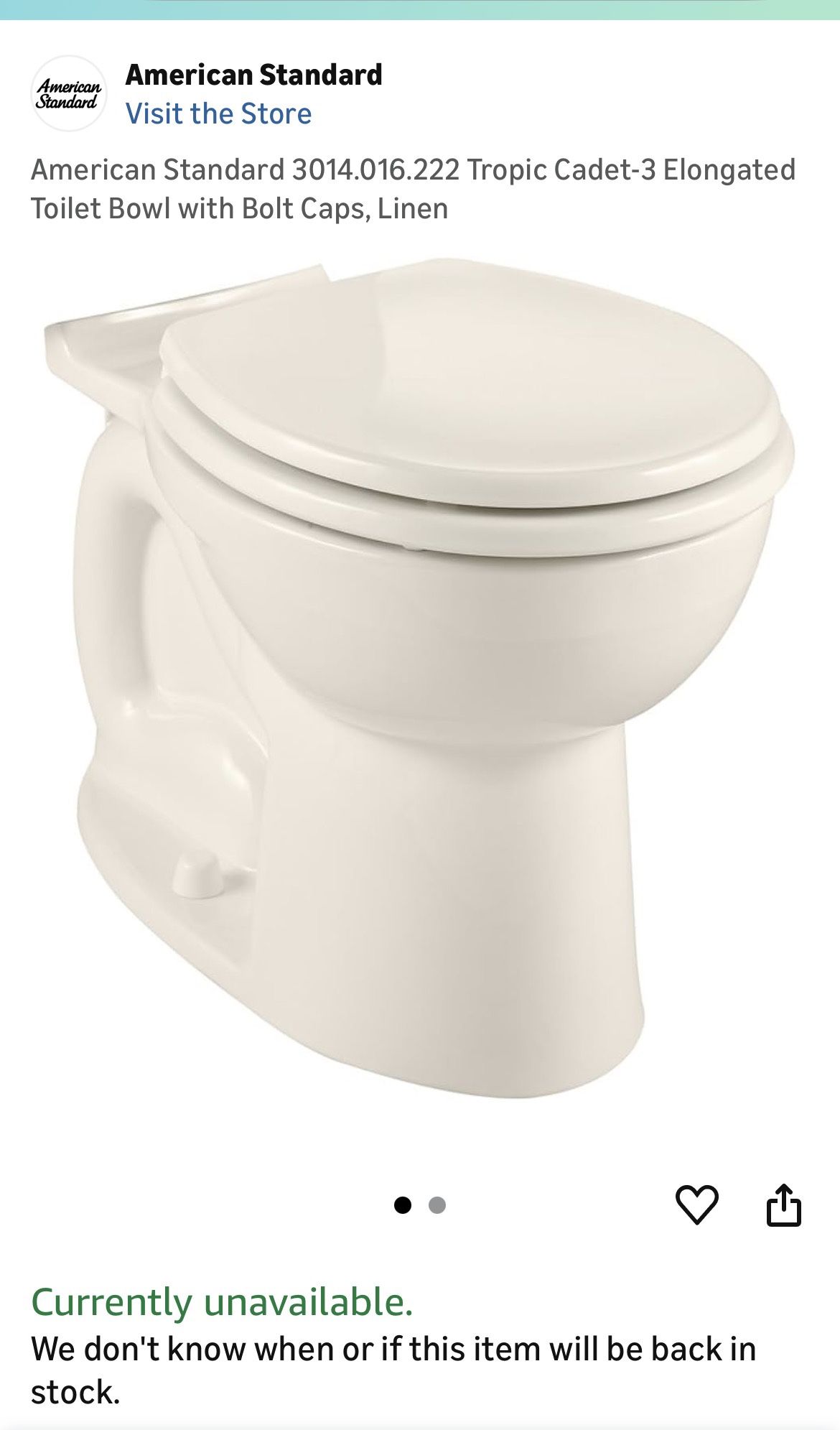 American Standard Toilet Bowl