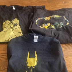 Lot of 3 Vtg Batman Graphic T-Shirts Short Sleeves Black 2XL