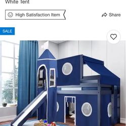 Twin Bed Frame  / Loft Bed With Slide 