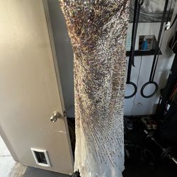 Bicici Multi Color Beaded Sheath High Low Dress