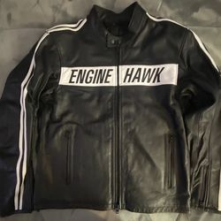 Biker Leather Jacket Engine Hawk