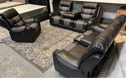 Reclining Sofa Set 3PCS In Black Brand New In The Box Only $1349