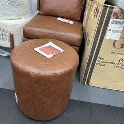 Leather Seat With Ottoman 
