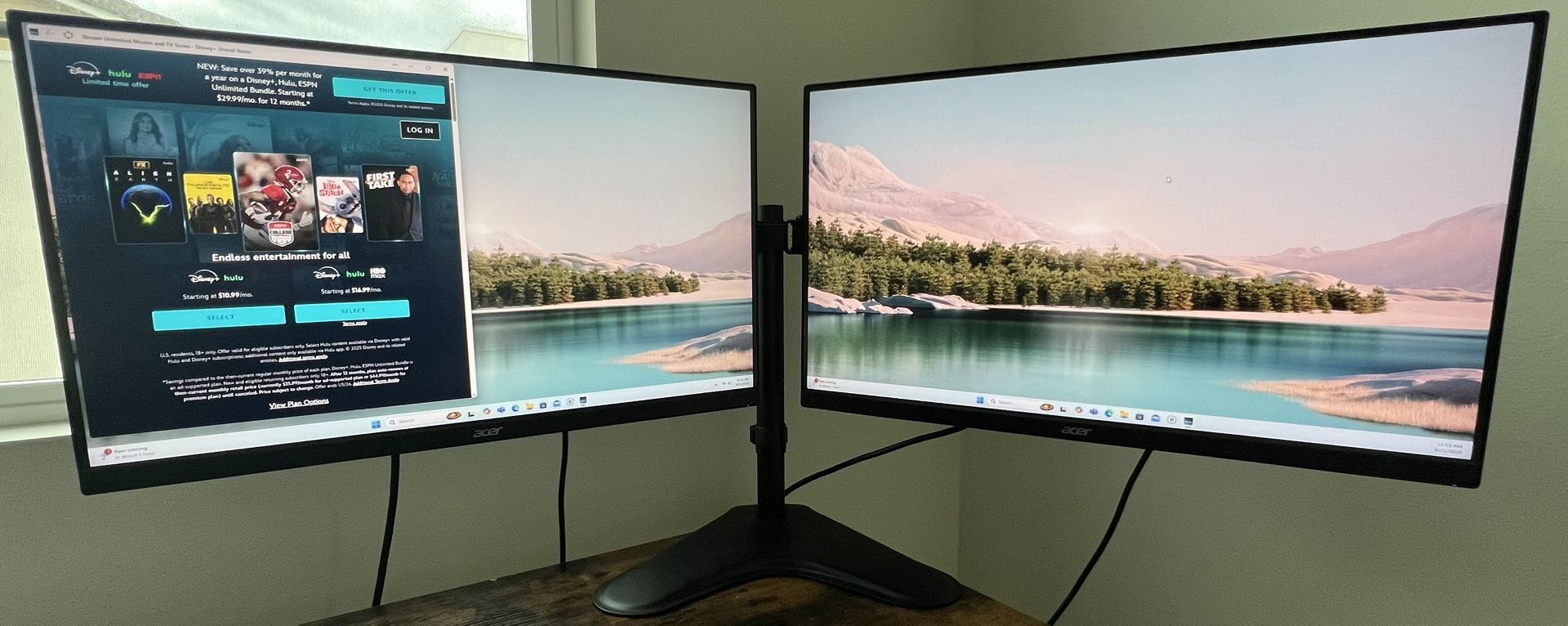 Acer K272HL 27 inch LCD Monitors + Inland Dual Monitor Stand