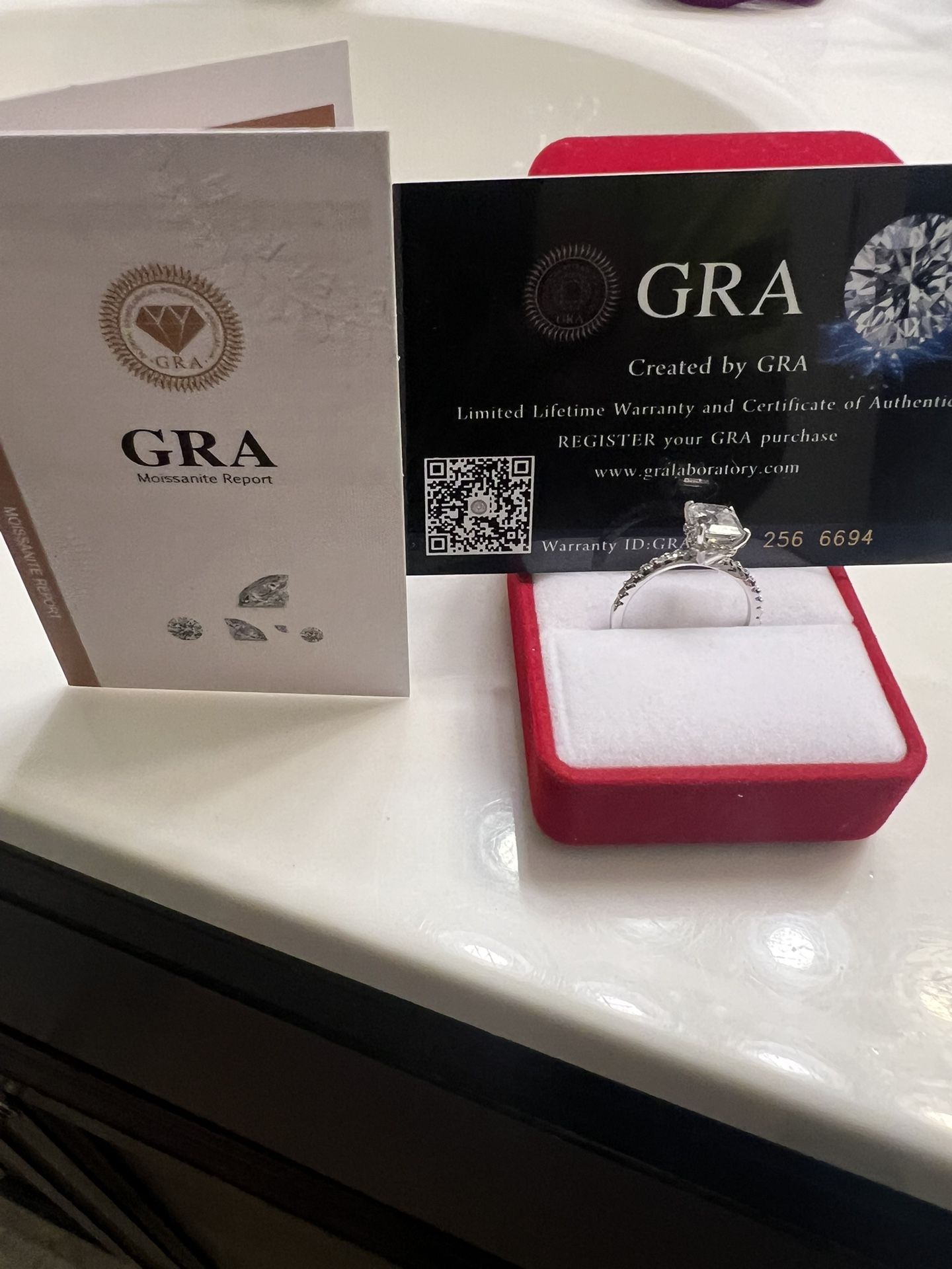 2 Carat Moissanite Ring 925 Sterling Silver Size 7 GRA Certified 