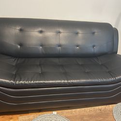 3 Piece Black Leather Sofa Set Couch .