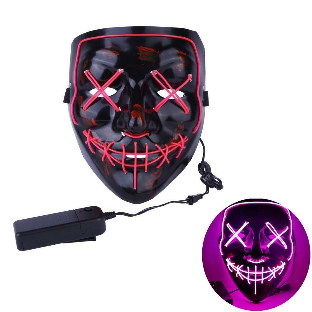 Halloween LED Glow Mask 3 Modes EL Wire Light Up The Purge Movie Costume Party