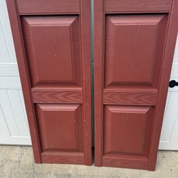 New Maroon Vinyl Shutters 38 1/2” x 14 1/2”. No Hardware. Must Pickup