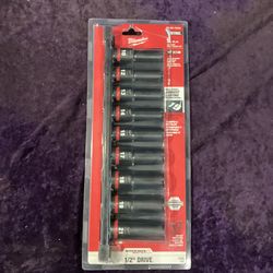 🧰🛠Milwaukee SHOCKWAVE 1/2” Drive Metric Deep Well 6-Point Impact Socket Set (9-Piece)-NEW!-$50!🛠🧰