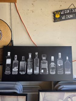 Black and White Liquor Bottles Canvas Wall Art