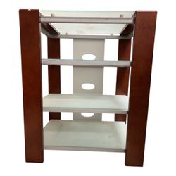 Modern Wood & Tempered Glass 4-Tier Audio Video Component Stand