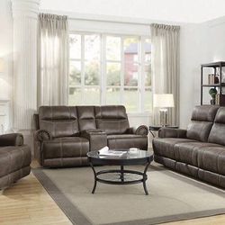 Brand New 2 Piece Buckskin Brown Reclining Sofa and Love Seat