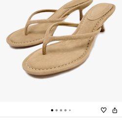 Brown Suede Kitten Heel Flip Flops