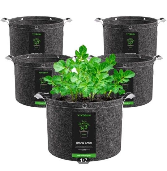 Vivosun Thickened Nonwoven Fabric Pots with Handles, Multi-Purpose Rings