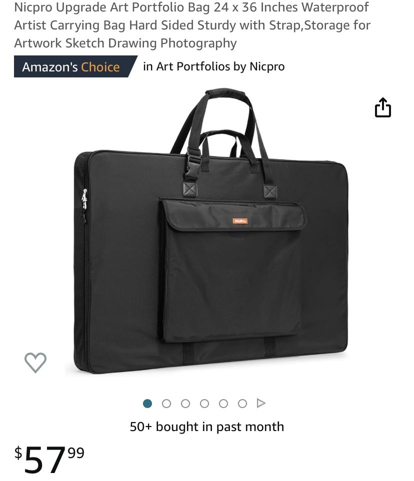 Nicpro Upgrade Art Portfolio Bag 24 × 36 Inches Waterproof Artist Carrying Bag Hard Sided Sturdy with Strap, Storage for Artwork Sketch Drawing Photog