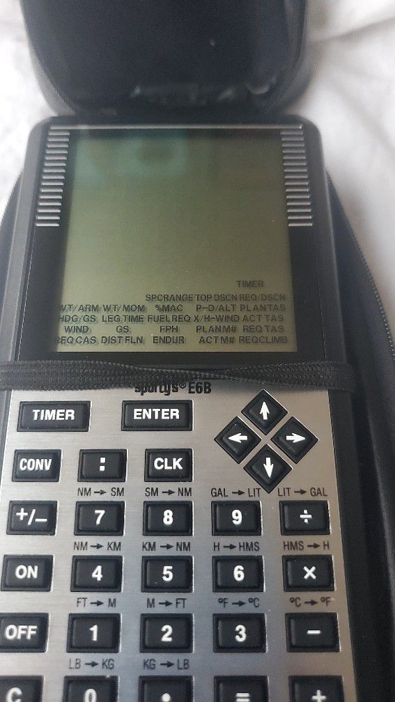 Sporty's E6B Electronic Flight Computer (with Case + Manual). Flight Calculator.

